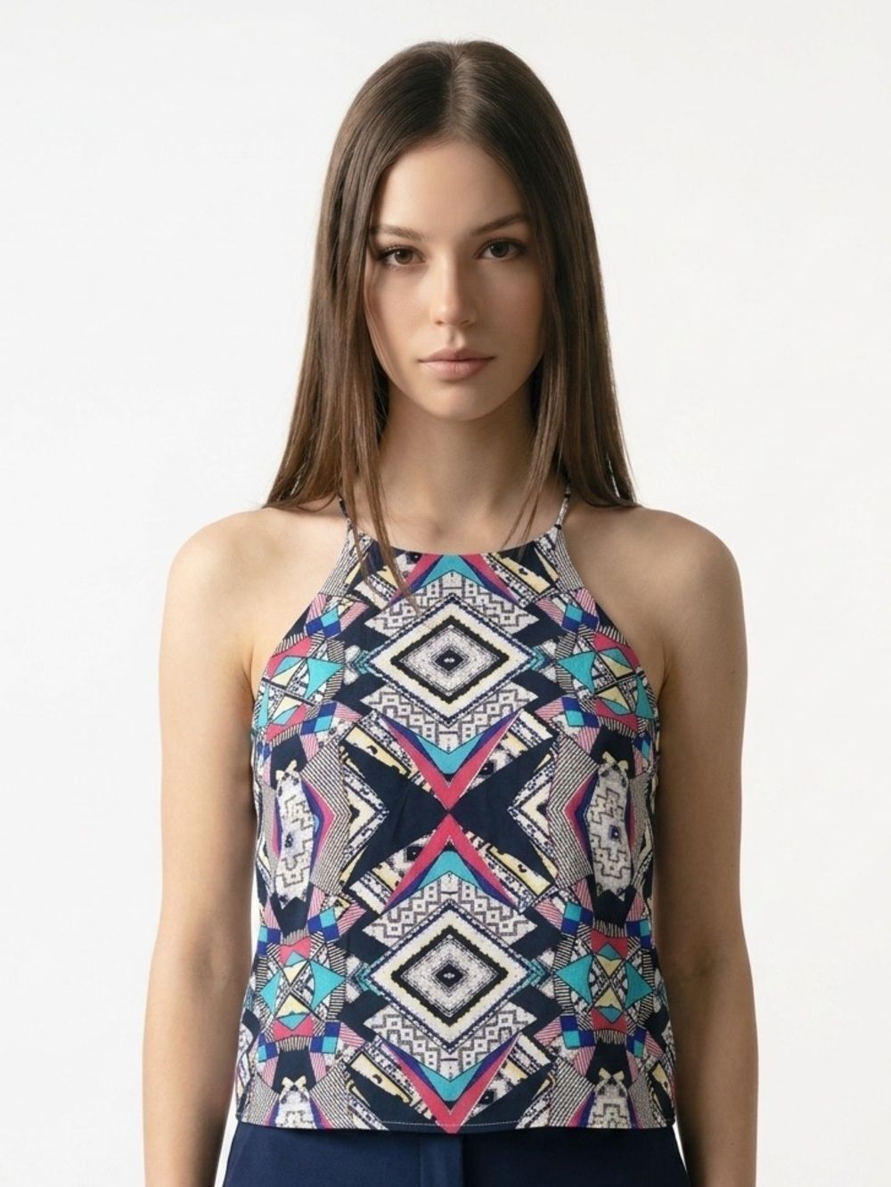RENEE C. | Geometric Print Colorful Tank Top M